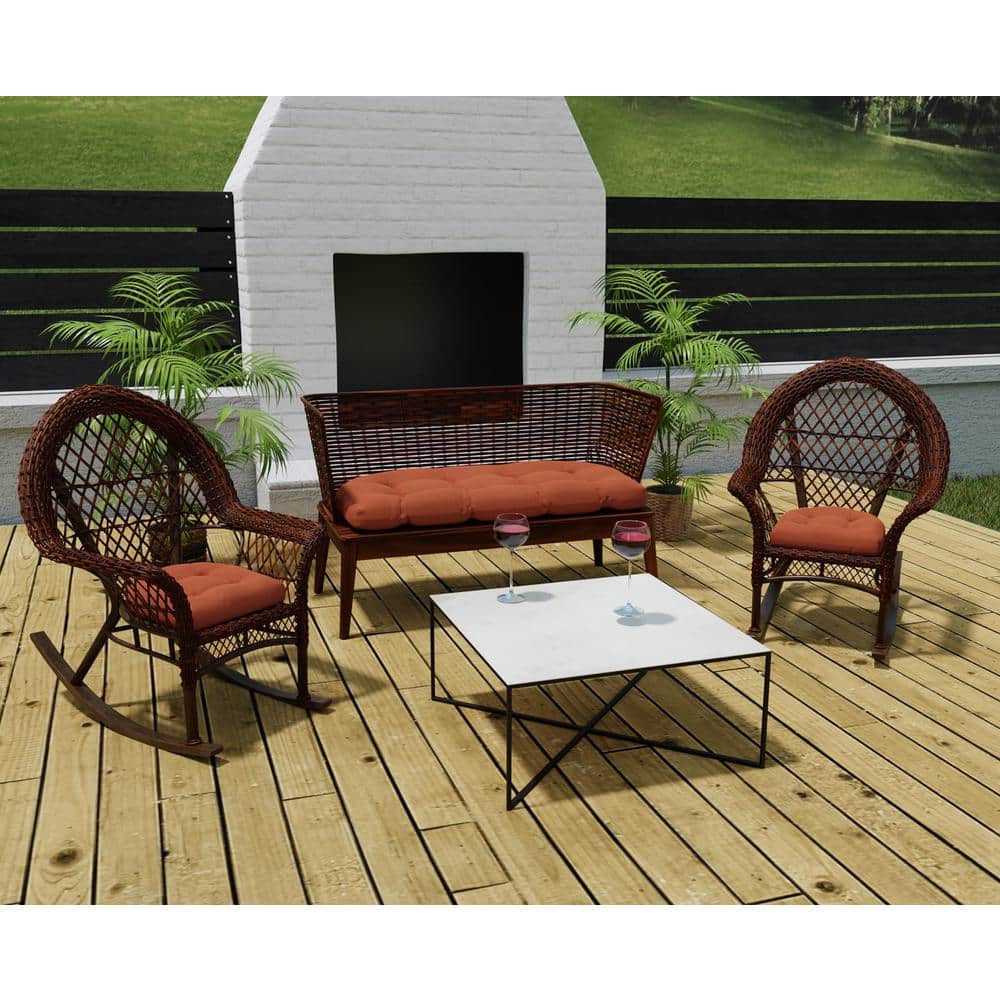 Husk Texture Brick Red Outdoor Wicker Cushion Set
