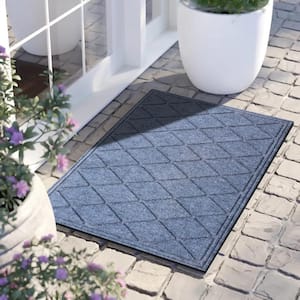 A1HC Diamond Medium Grey 24 in. x 36 in. Eco-Poly Scraper Mats with Anti-Slip Fabric Finish and Tire Crumb Backing