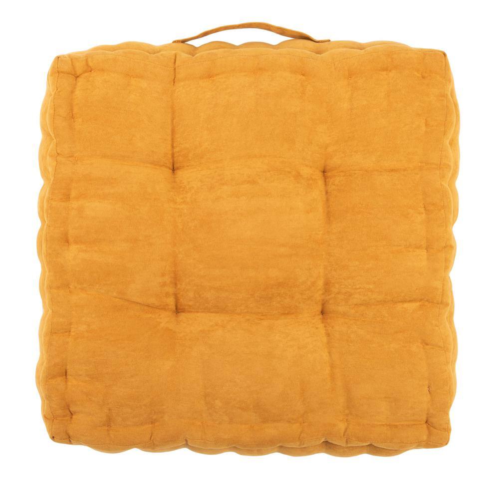 Gardenia Ginger Velvet Square Floor Pillow with Handle