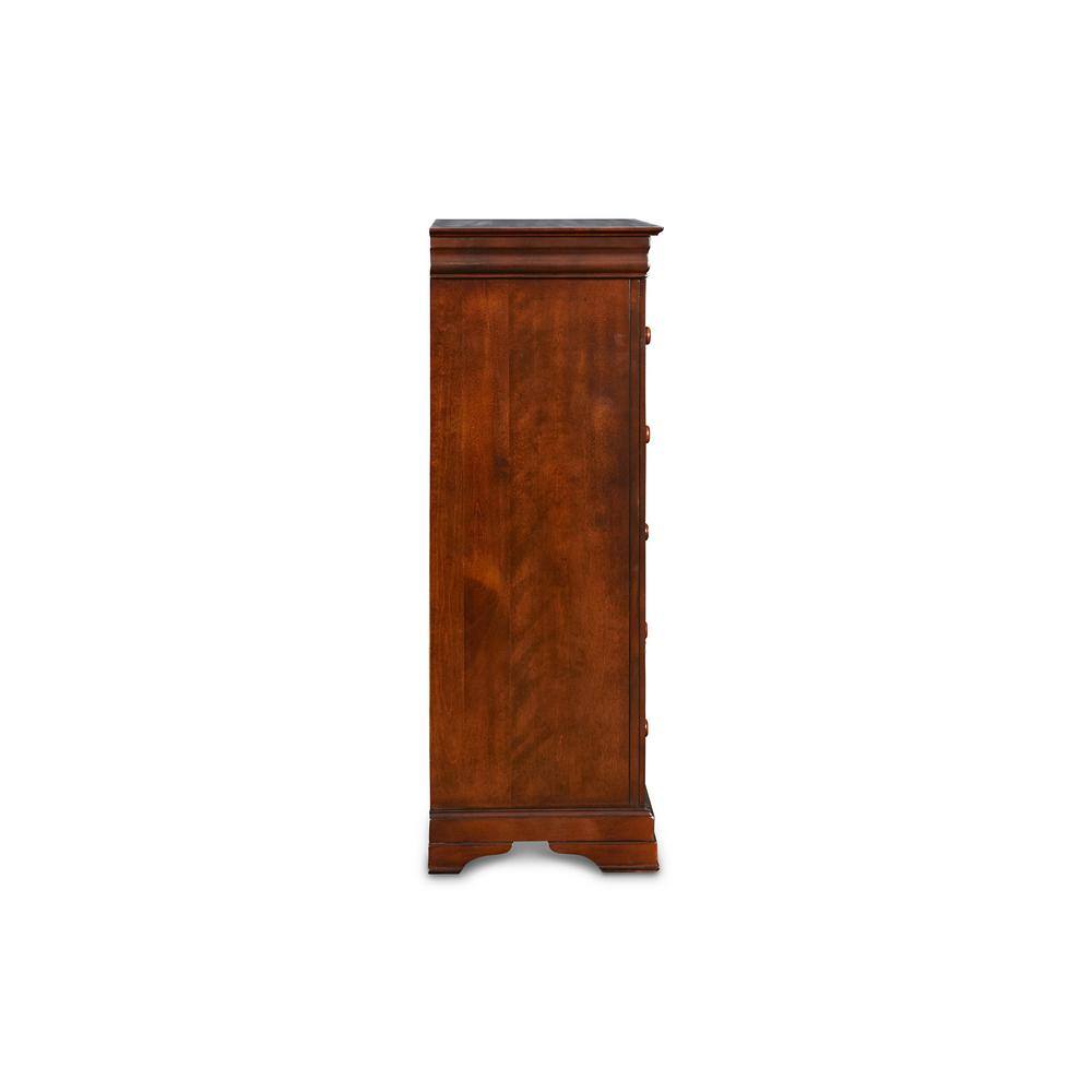 Bordeaux Cherry 5-Drawer Lift Top Chest with Mirror