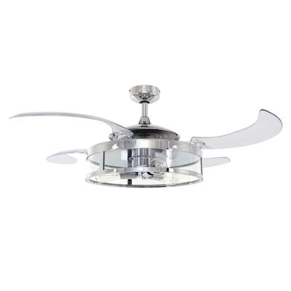 Fanaway Classic Indoor Chrome and Clear Retractable 4-blade 48 in. AC Ceiling Fan with Light Kit and Remote Control