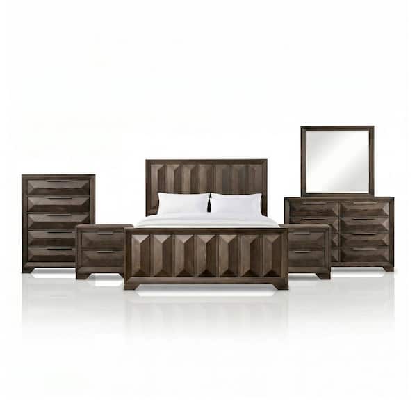 Pinnete 6-Piece Espresso Wood Queen Bedroom Set