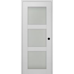 30 in. x 96 in. Smart Pro 3Lite Left-Hand Frosted Glass Polar White Composite Wood Single Prehung Interior Door