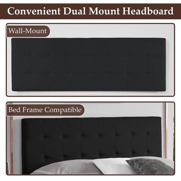 HOMESTOCK Headboards for Full Size Bed Upholstered Tufted Bed Headboard Height Adjustable Full Headboard Only Black 99336 The Home Depot