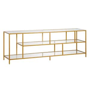 Winthrop 70 in. Brass Rectangle TV Stand Fits TV's up to 80 in.
