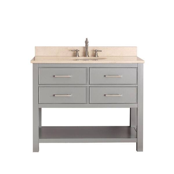 Avanity Brooks 43 in. W x 22 in. D x 35 in. H Vanity in Chilled Gray with Marble Vanity Top in Galala Beige and White Basin