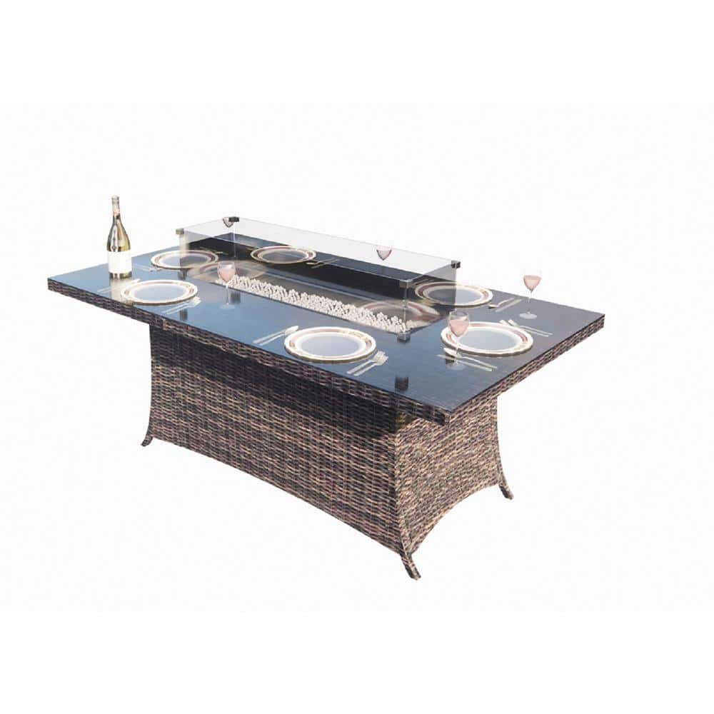 moda furnishings Wesley Brown Frame Rectangle Wicker Outdoor Dinning