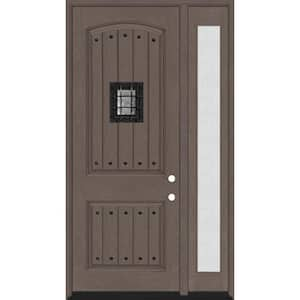 Regency 51 in. x 96 in. 2P Plank Cavalier Speakeasy LHIS Ashwood Stain Fiberglass Prehung Front Door w/12in. Rain SL