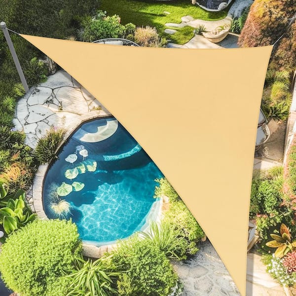 Artpuch 8 ft. x 8 ft. x 11.3 ft. Customize Sun Shade Sail Sand UV Block185 GSM Commercial Triangle Outdoor Covering Backyard