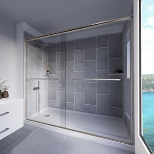 Slate Grey-Rainier 60 in. W. x 32 in. x 83 in. Base/Wall/Door Concealed Base Alcove Shower Stall/Kit Brushed Nickel Left