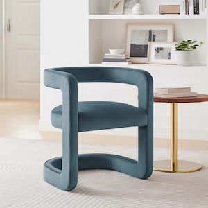 Winslow Performance Velvet Barrel Accent Chair in Cadet Blue