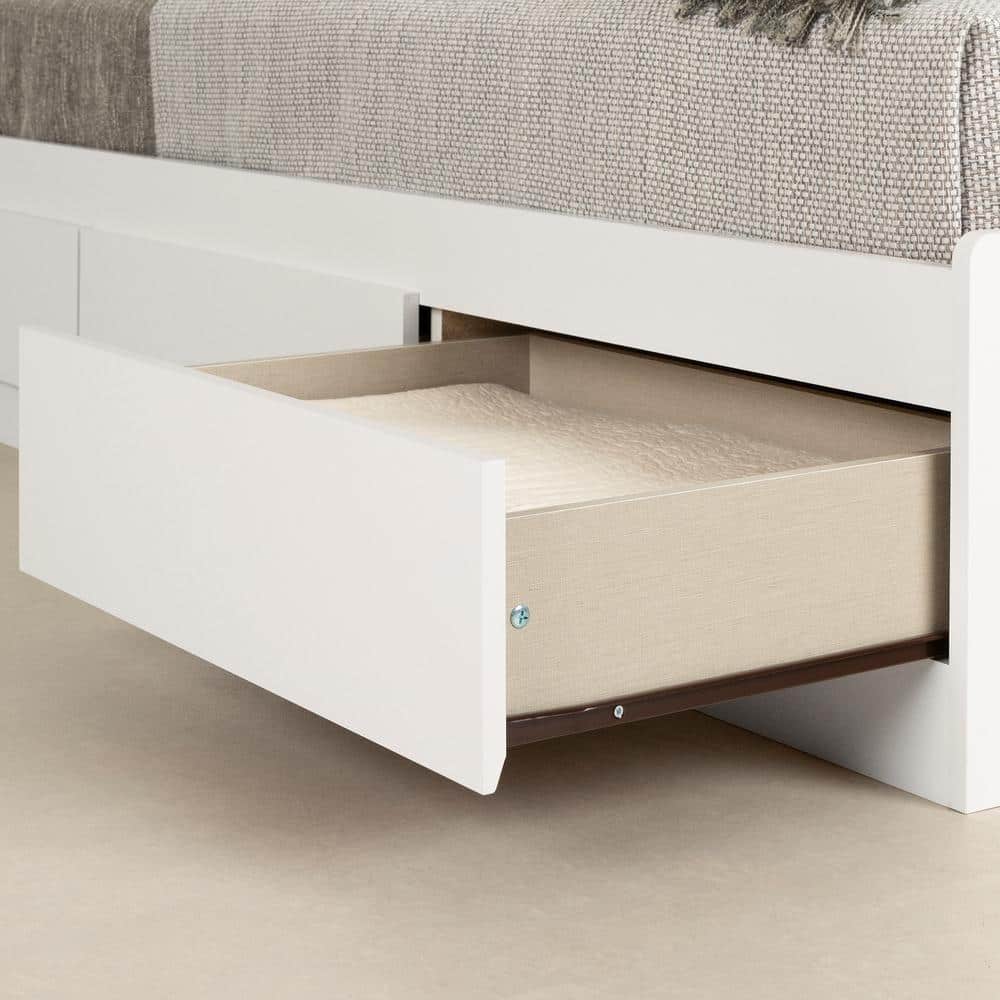 Twin Fusion White Wood Frame Mates Bed with 3 Storage Drawers
