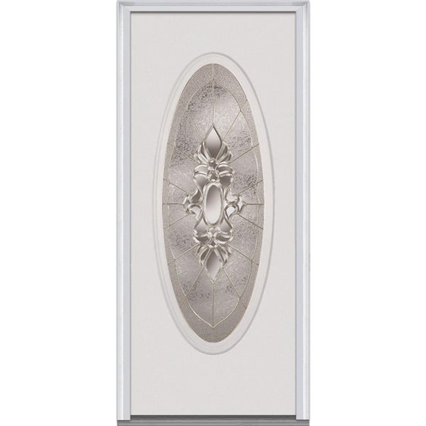 MMI Door 36 in. x 80 in. Heirloom Master Right Hand Large Oval Primed Steel Prehung Front Door