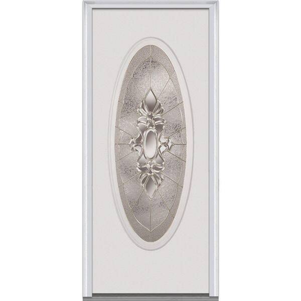 MMI Door 36 in. x 80 in. Heirloom Master Left Hand Large Oval Classic Primed Fiberglass Smooth Prehung Front Door