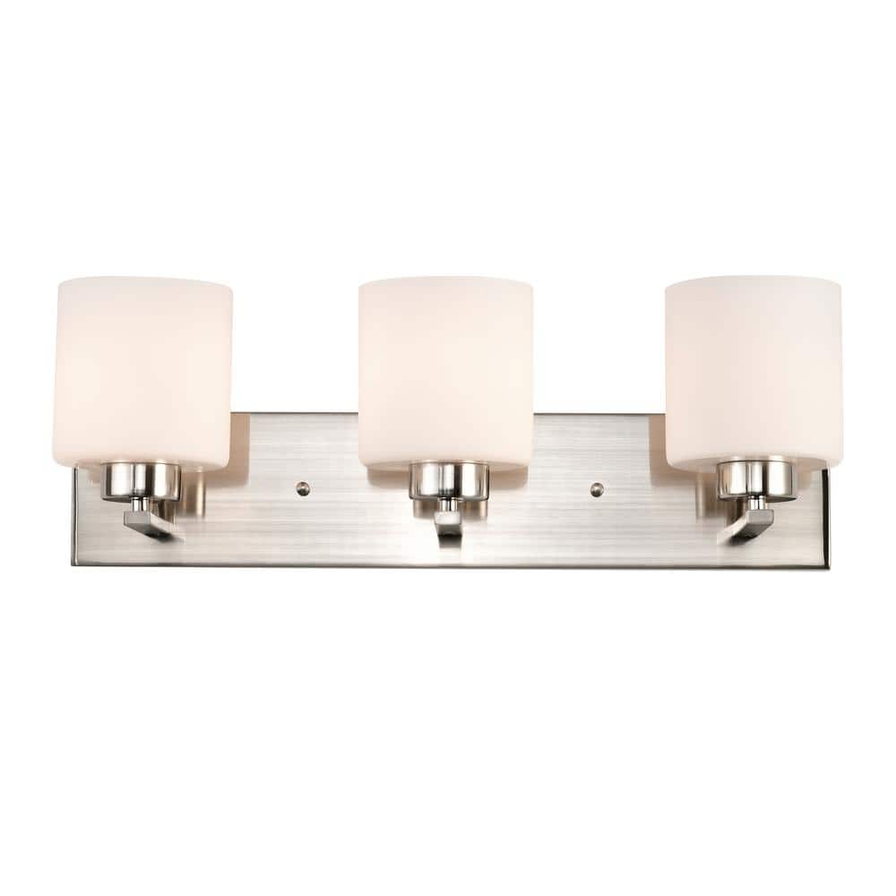 Prinos 22.8 in. 3-Light Silver Sconce with White Glass Shades price history on PriceWatchPro