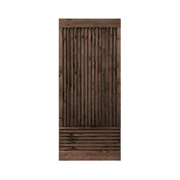 CALHOME 38 in. x 84 in. Japanese Series Pre Assemble Espresso Stained Wood Interior Sliding Barn Door Slab