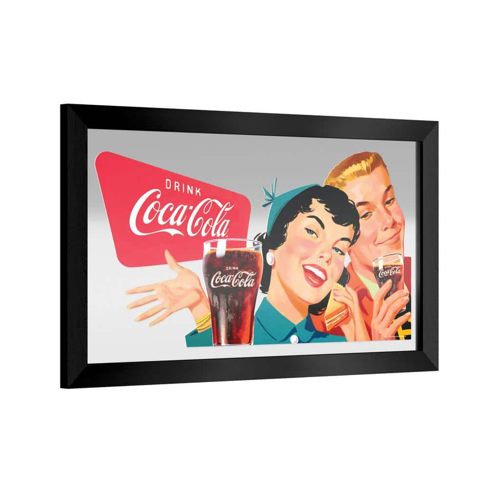 Coca-Cola Drink Coca-Cola 26 in. W x 15 in. H Wood Black Framed Mirror ...