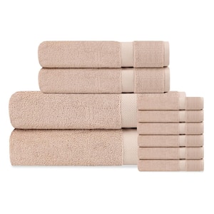 Delara Rose Dust Solid 100% Organic Cotton Luxuriously Plush Towel Set 10-Pieces