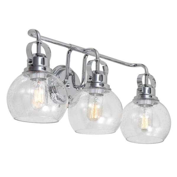 JONATHAN Y Shirley 24 in. 3-Light Metal/ Bubbled Glass JONATHAN Y Shirley 24 in. 3-Light Metal/ Bubbled Glass