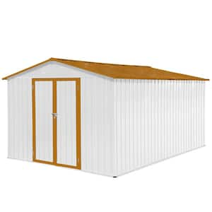 10 ft. W x 12 ft. D White Yellow Metal Shed with Double Door and Vents (120 sq. ft.)