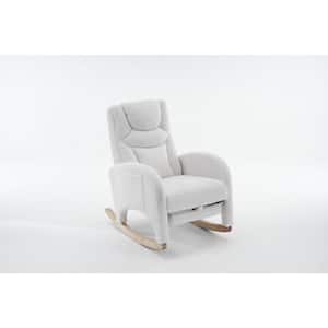 Natural Wood Outdoor Rocking Chair with Ivory Cushion