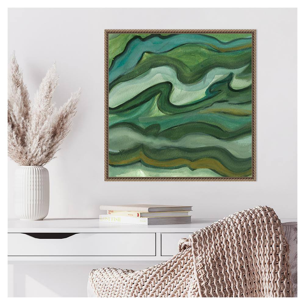 Sea Kelp II Abstract Green Canvas Print with Bronze Frame