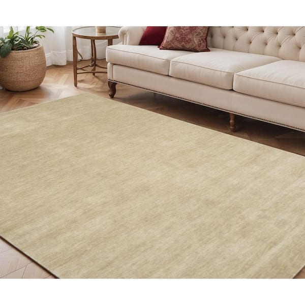5 ft. x 8 ft. Beige Wool Hand Woven Area Rug