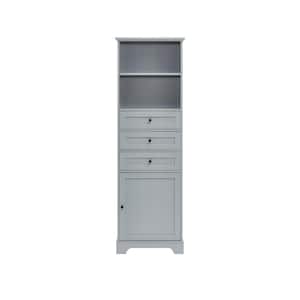 22 in. L x 10 in.W x 69 in.H Rectangle Storage Cabinet in Gray with 3-Drawers and Adjustable Shelves, Ready to Assemble