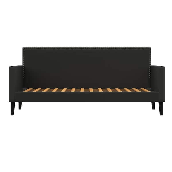 Handy Living Grove Hill Charcoal Gray Velvet Twin-size Square Back Daybed with Nailhead Trim