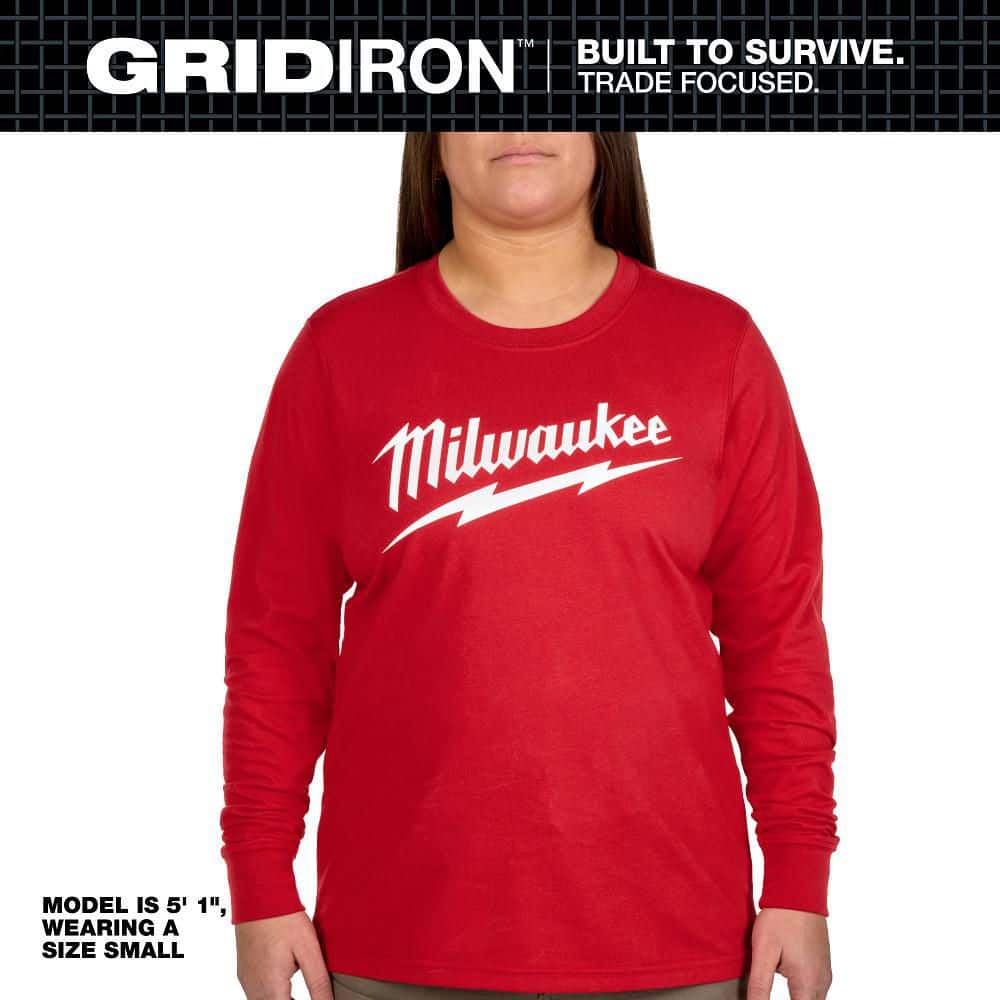 Women's Small Red Long Sleeve GRIDIRON Logo T-Shirt price history on PriceWatchPro