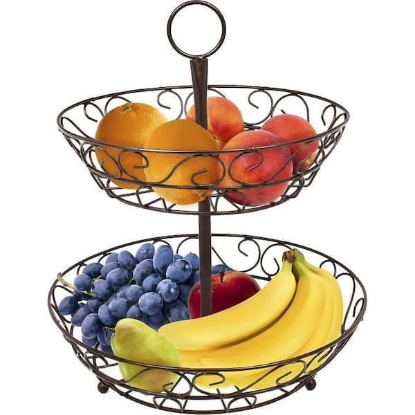 Metal Stand with 3 round Baskets for Produce