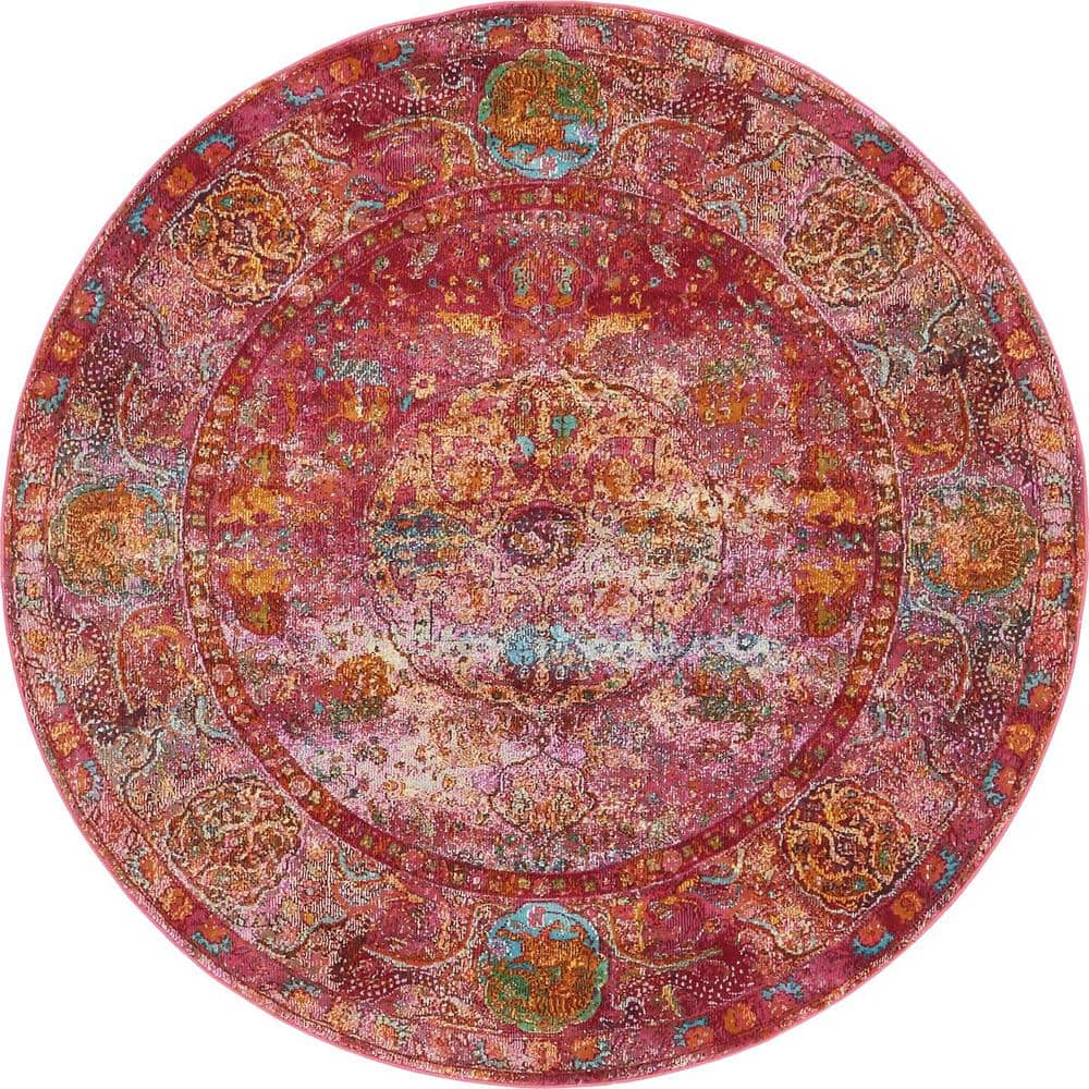 Ringlocka Rug Unique Loom Baracoa Rumba Red 5' 5 x 5' 5 Round Rug 3140257 - The Home ...