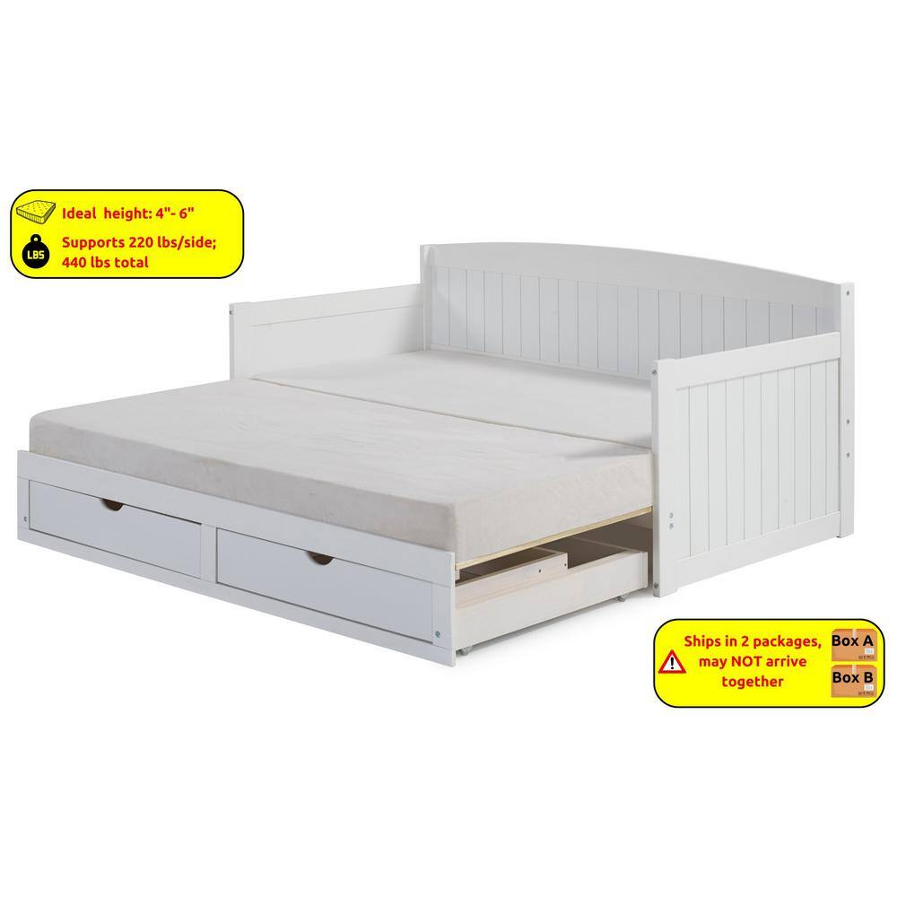 White Pine King Daybed with Storage Drawers