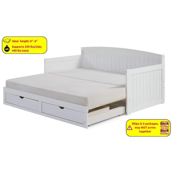 Alaterre Furniture Harmony 1 Piece White Twin Daybed with King Conversion AJHO11WH