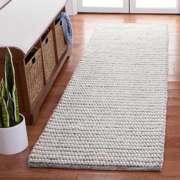 Natura 2 ft. x 9 ft. Ivory/Gray Basket Marle Runner Rug