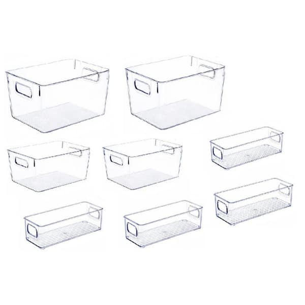 8-Shelf Clear Stackable Storage Bins Set Transparent Plastic Home