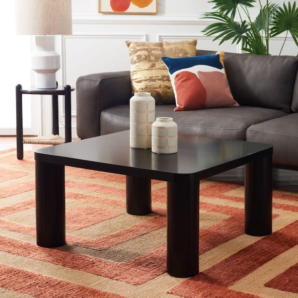 Aldous 32 in. Black Square Wood Coffee Table