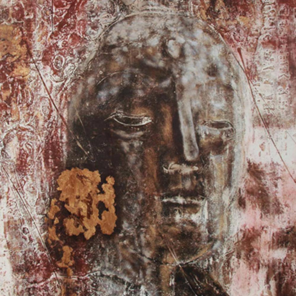 Large Brown and Red Buddha Canvas Print Wall Art