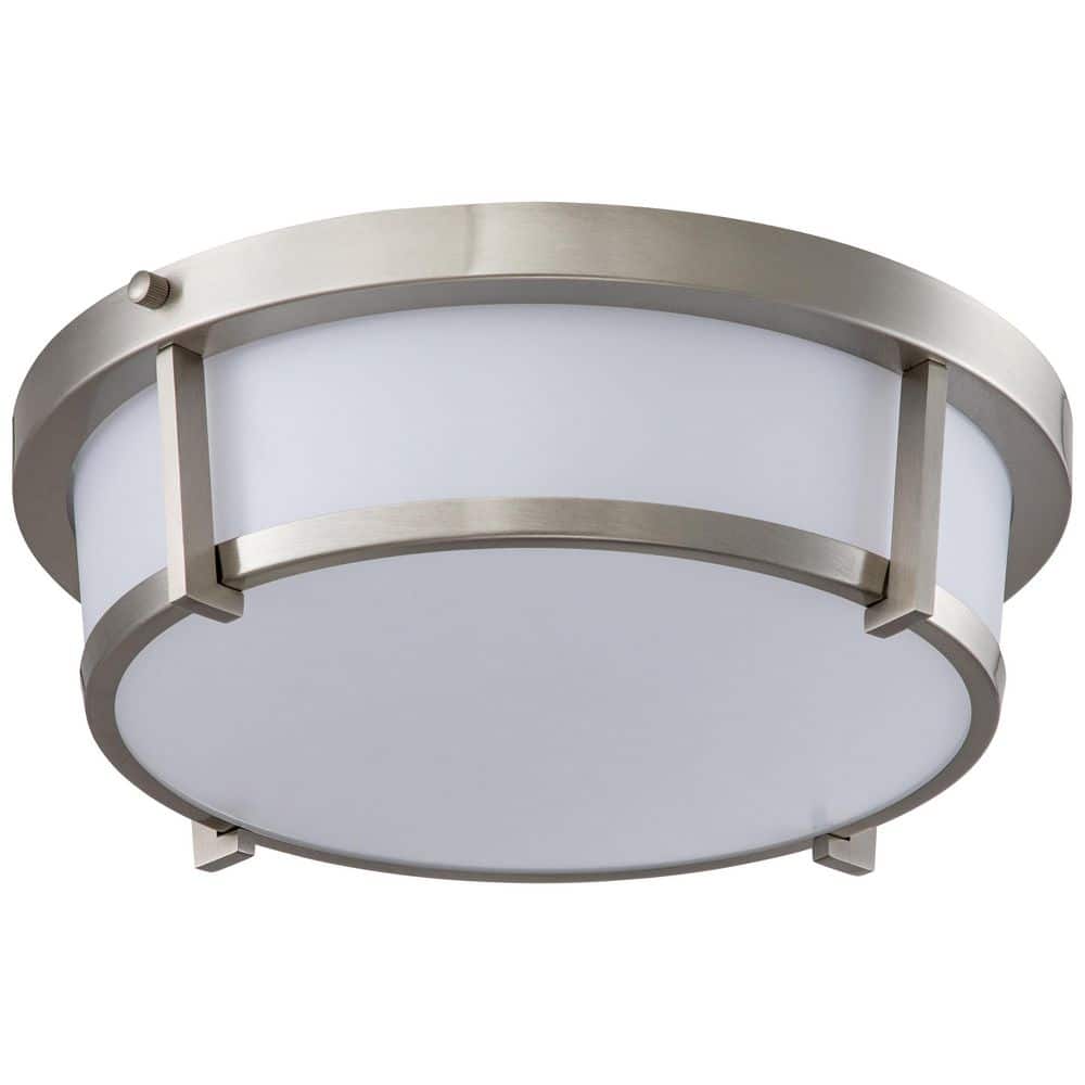 13-inch Brushed Nickel LED Flush Mount with Acrylic Shade