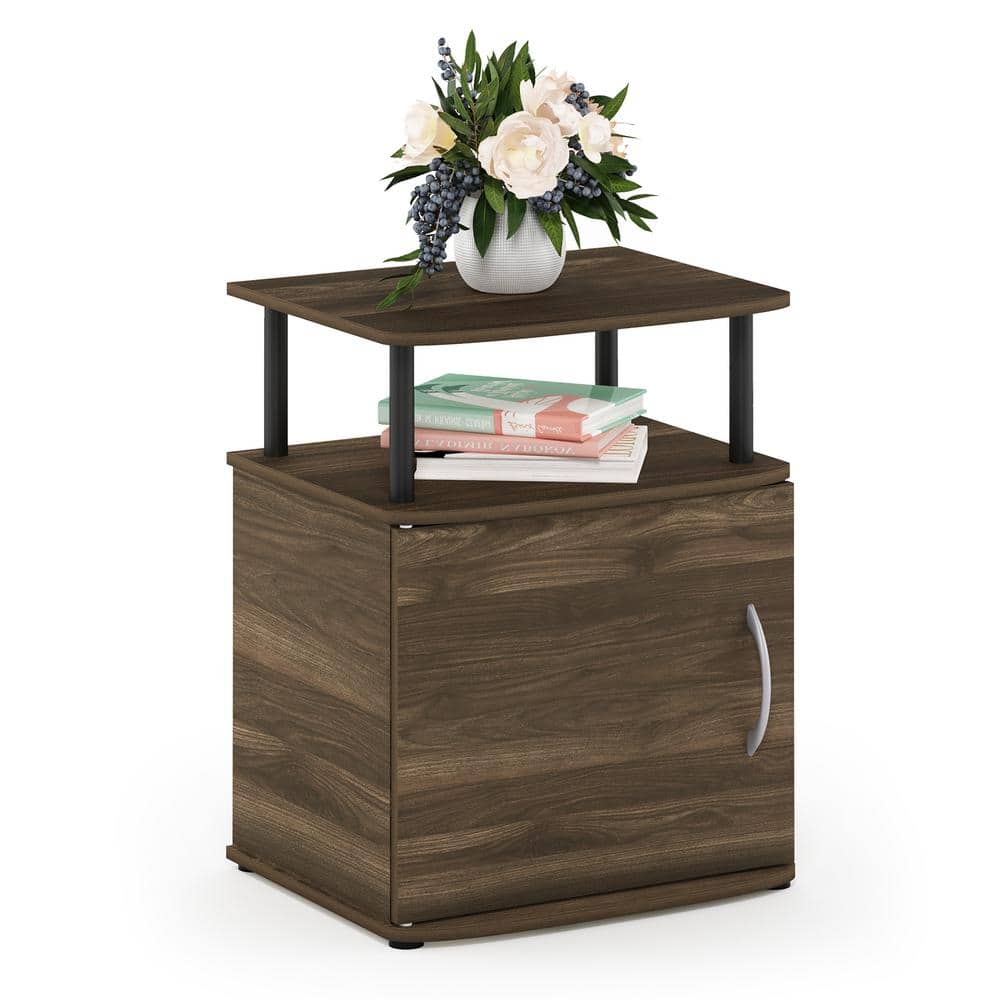 Columbia Walnut and Black Wood End Table with Storage