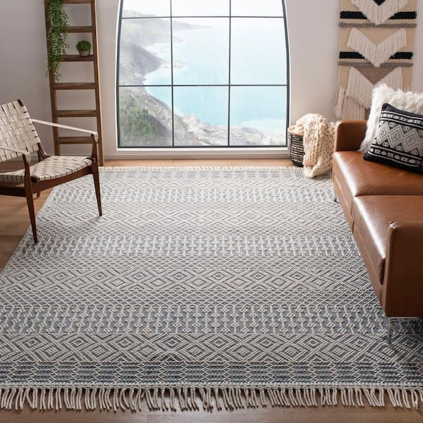Natura 12 ft. x 18 ft. Ivory/Navy Geometric Area Rug