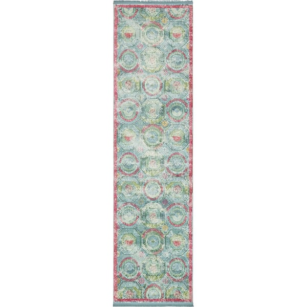 Unique Loom Baracoa Coppelia Turquoise 2' 7 x 10' 0 Runner Rug