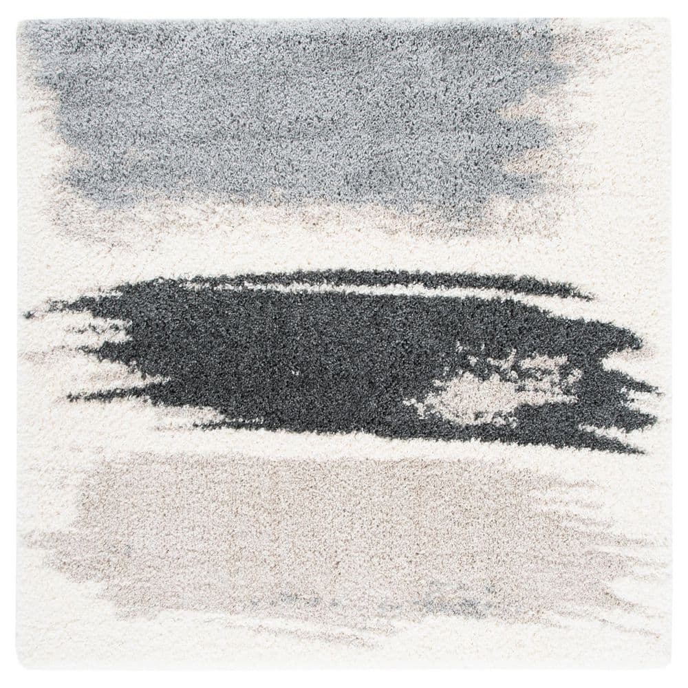 Fontana Shag 5 ft. x 5 ft. Gray/Ivory Abstract Monochrome Square Area Rug price history on PriceWatchPro