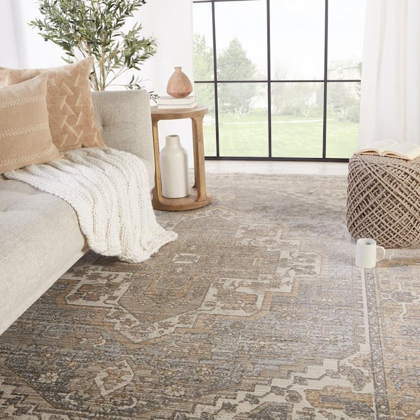VIBE BY JAIPUR LIVING Vibe Venn Tan Gray 5 ft. 3 in. x 7 ft. 6 in. Medallion Rectangle Area Rug RUG148919 The Home Depot