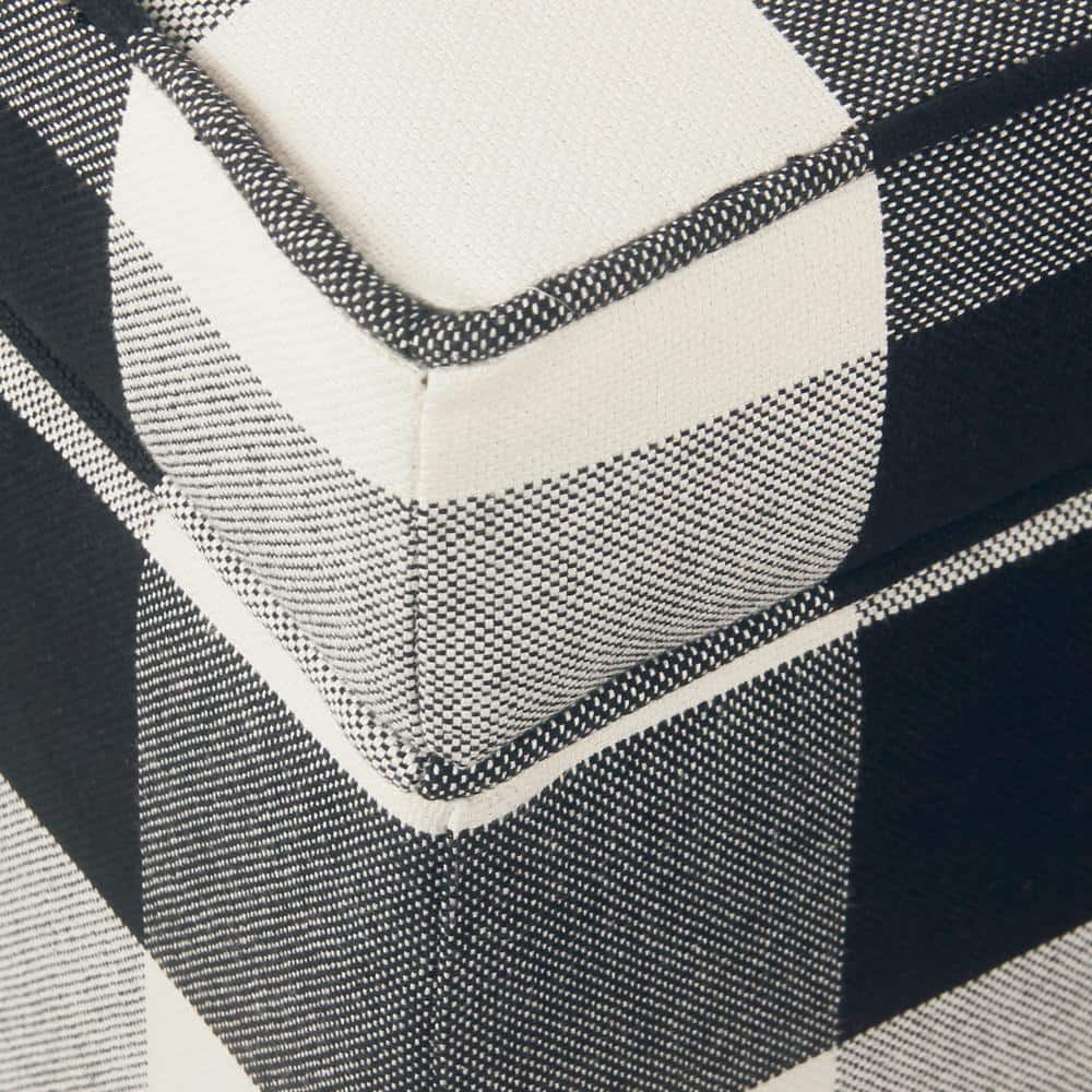 Black Plaid Square Storage Ottoman with Lift-Off Top