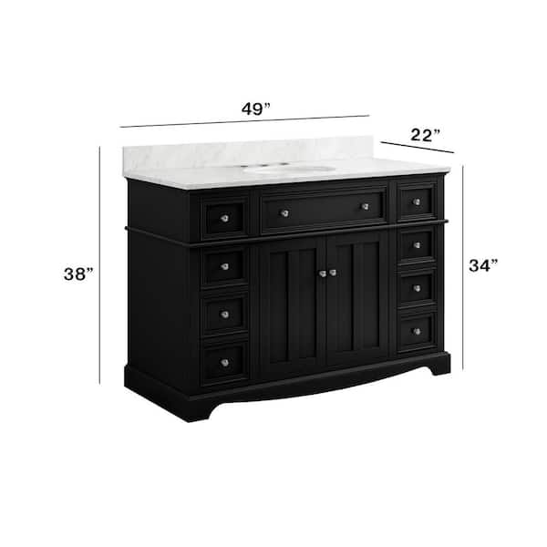 Home Decorators Collection - Fremont 49 in. Single Sink Black Bath Vanity with White Engineered Marble Top (Assembled)