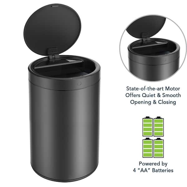 eModernDecor 13-Gallons Black Stainless Steel Touchless Kitchen Trash Can  with Lid Outdoor in the Trash Cans department at