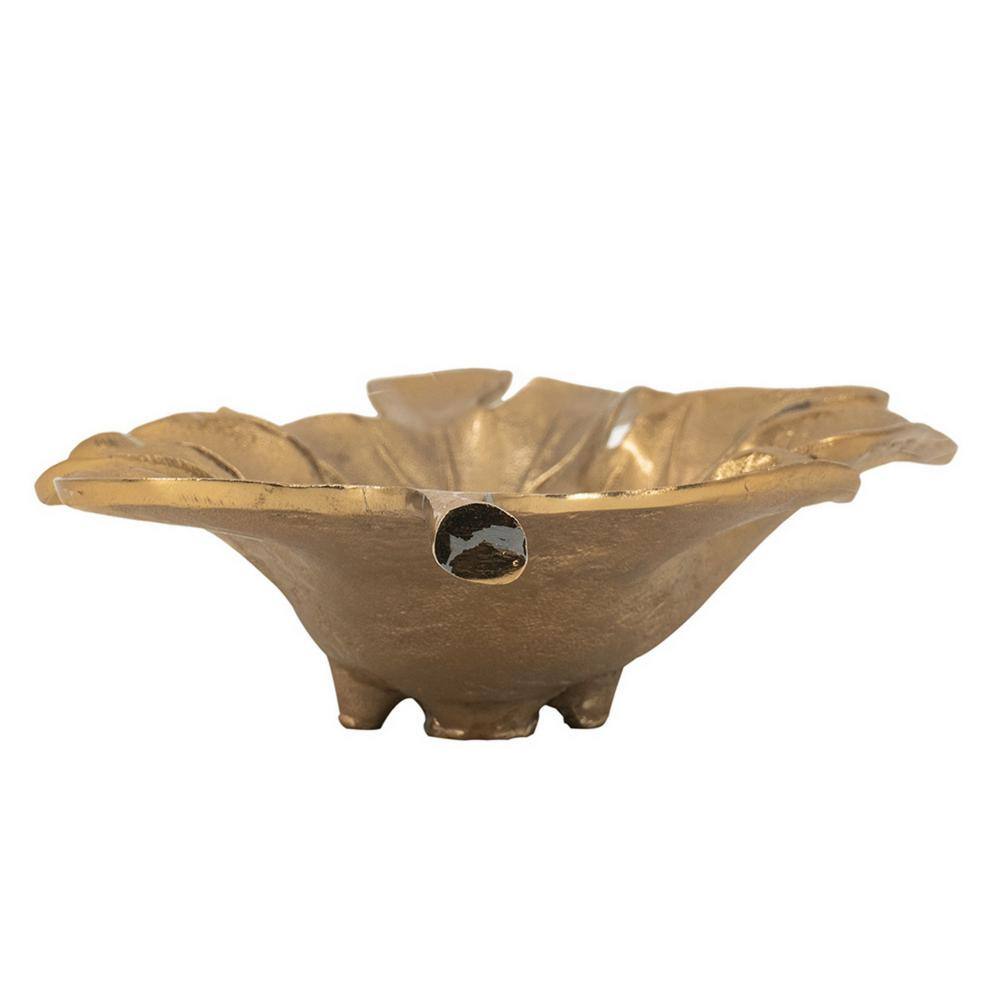 Gold Aluminum Oak Leaf Decorative Tray