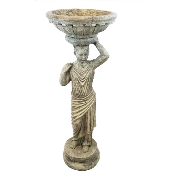 Athens Stonecasting Greco Lady 17 in. Diameter Concrete Garden Planter