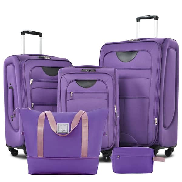 Tatahance 3-Piece Purple Softside Lightweight Luggage Set with Spinner Wheel, Duffel Bag and Toiletry Bag